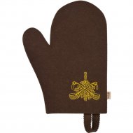 Рукавица для бани «Банные штучки» коричневый, с вышитым логотипом, войлок 100%