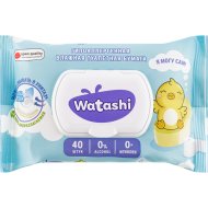 Бумага туалетная влажная для детей «Watashi» 0+, 40 шт