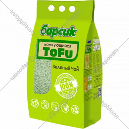 Наполнитель для туалета «Барсик» Tofu, зелёный чай, 92085, 4.54 л