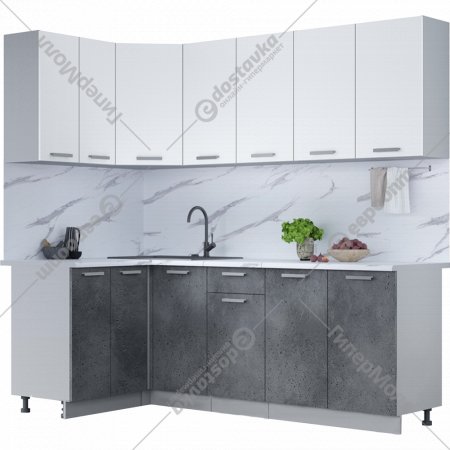 Кухня«МЛ»(1.2х2.3,бел.плат/бет.порт/бг)