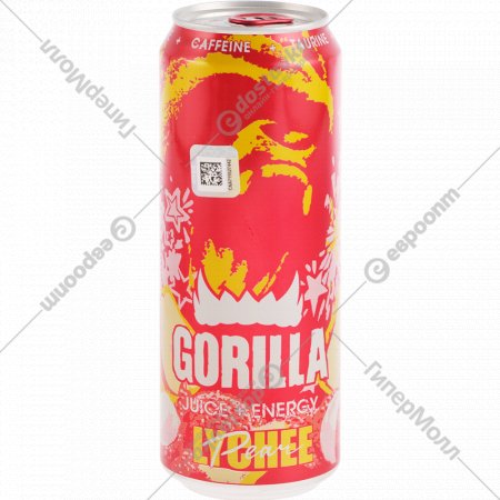 Напиток энергетический «Gorilla» личи и груша, 0.45 л