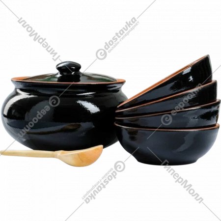 Набор для запекания «Вятская керамика» НБР КАШЧ, черный янтарь, 5 предметов