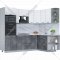 Готовая кухня «Интерлиния» Мила Лайт 1.68х2.4 (PR), белый платинум/бетон портленд/белый гранит