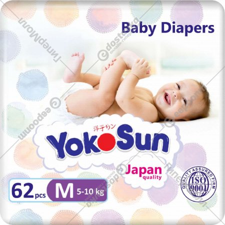 Подгузники детские «YokoSun» размер M, 5-10 кг, 62 шт