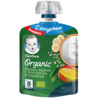 

Пюре "GERBER ORGANIC"(бан.манг.злак) 90г
