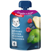 

Пюре "GERBER" (ябл,груш,малин,черн) 90г