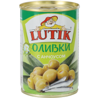 

Оливки"LUTIK"(зел,с нап.анчоус,ж/б) 300г