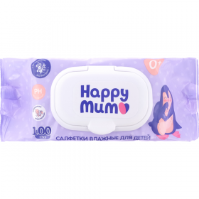 Сал­фет­ки влаж­ные дет­ские «Happy Mum» с на­ту­раль­ны­ми экс­трак­та­ми, 100 шт