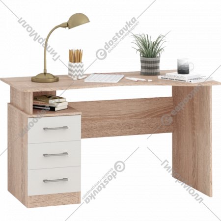 Письменный стол «Империал» Гарвард эргономик 130, 3ящ ПР, дуб сонома/белый