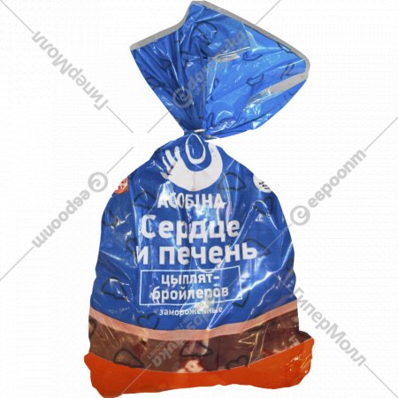 Печень и сердце цыплят-бройлеров «Асобiна» замороженные, 1 кг, фасовка 1.4 кг
