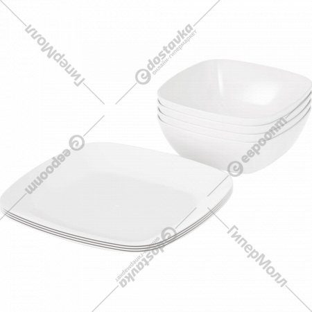 Набор тарелок «Альтернатива» Квадро, М8474, белый, 8 шт
