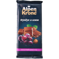 

Шоколад "ALPEN KRONE" (фундук, изюм) 90г