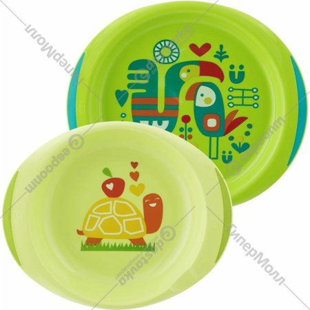Набор тарелок «Chicco» 16002300000, зеленый, 2 шт
