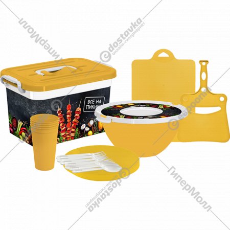 Набор посуды для пикника «Полимербыт» Все на пикник, на 4 персоны, 4382911, 20 предметов