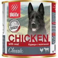 Консервы для собак «Blitz» Курица с телятиной, 4100, для всех пород, 400 г
