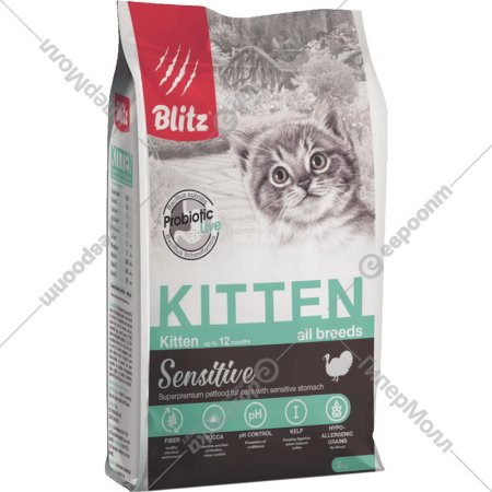 Корм для котят «Blitz» Kitten, 4400, индейка, 0.4 кг