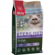 Корм для кошек «Blitz» Chicken&Liver for sterilised, 4457, низкозерновой, для стерилизованных кошек, курица и печень, 1.5 кг