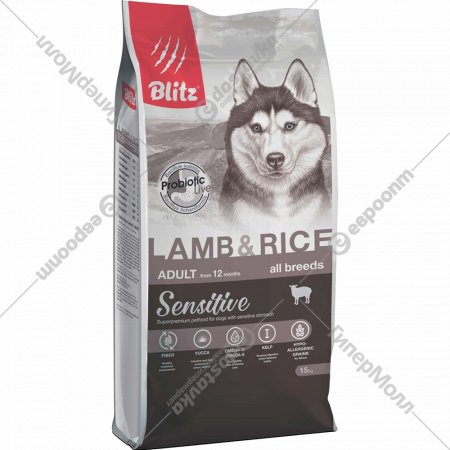 Корм для собак «Blitz» Adult Lamb&Rice All Breeds, 4204, для всех пород, ягненок с рисом, 15 кг