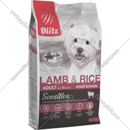 Корм для собак «Blitz» Adult Small Breeds Lamb&Rice, 4206, для мелких пород, ягненок с рисом, 2 кг