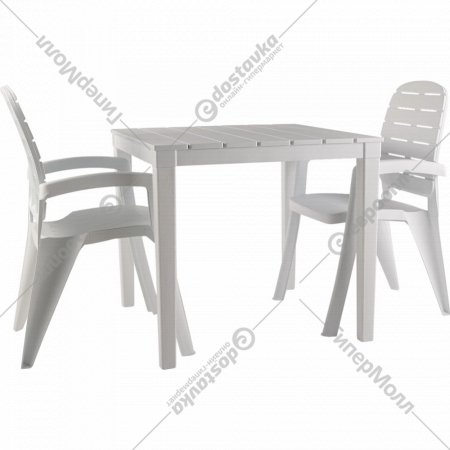 Садовый стол «Ellastik Plast» Прованс Квадратный, белый, 80x80x70 см