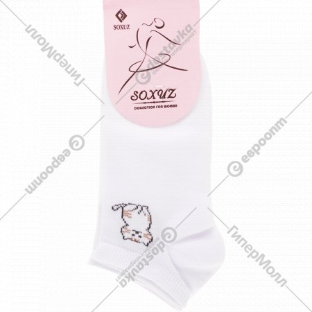 Носки женские «Soxuz» 402-Short, размер 36-40, белые, с котом