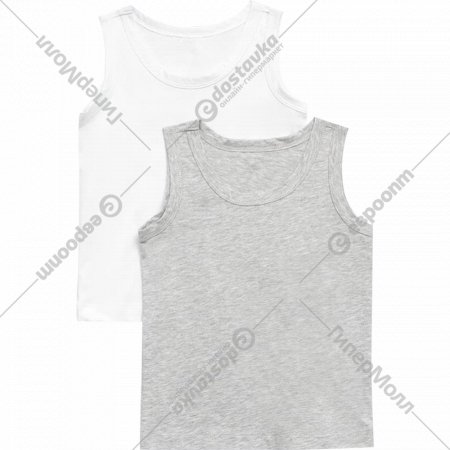 Комплект маек для мальчиков «Mark Formelle» 423304-2, размер 140-68, белый/серый меланж 4306А, 22/20102Б-0, 2 шт