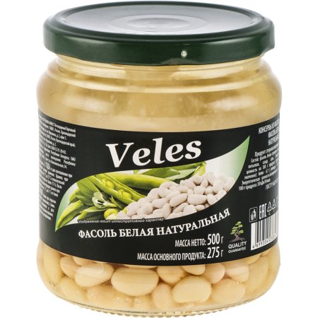 Фасоль консервированная «Veles» натуральная, белая, 500 г