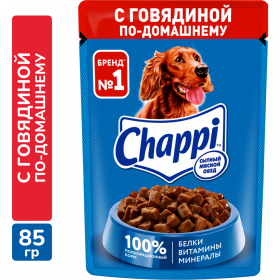 Корм для собак «Chappi» с го­вя­ди­ной по-до­маш­не­му, 85 г