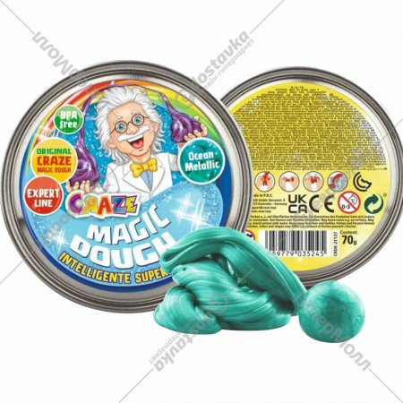 Тесто-пластилин «Craze» Magic Dough, 35245.E, Опыты профессора, голубой металлик, 70 г
