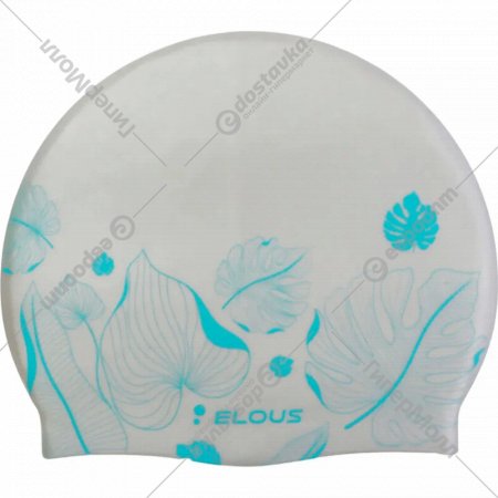 Шапочка для плавания «Elous» Листики EL009, серебристый