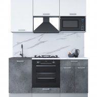 Готовая кухня «Интерлиния» Мила Лайт 1.7 ВТ, белый платинум/бетон портленд/белый гранит