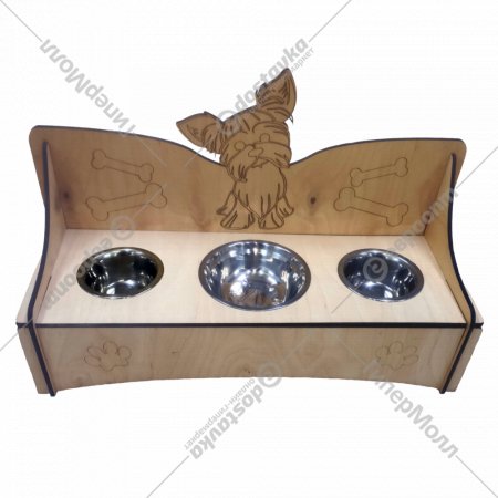 Подставка для мисок «Зоомарк» Собака, PF02, с тремя мисками 0.35 л, фанера, 53x21x35 см