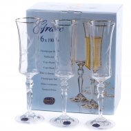 Набор бокалов для шампанского «Bohemia Crystal» Grace, 6 шт, 190 мл