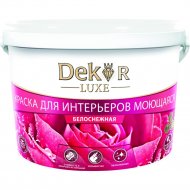 Краска «Dekor» ВД-АК-216, для интерьеров, моющаяся, белоснежный, 7 кг