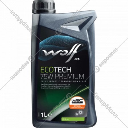 Масло трансмиссионное «Wolf» EcoTech 75W Premium, 2218/1, 1 л