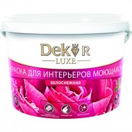 Краска «Dekor» ВД-АК-216, для интерьеров, моющаяся, белоснежный, 14 кг