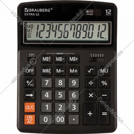 Калькулятор «Brauberg» Extra-12-bk, 250481, черный