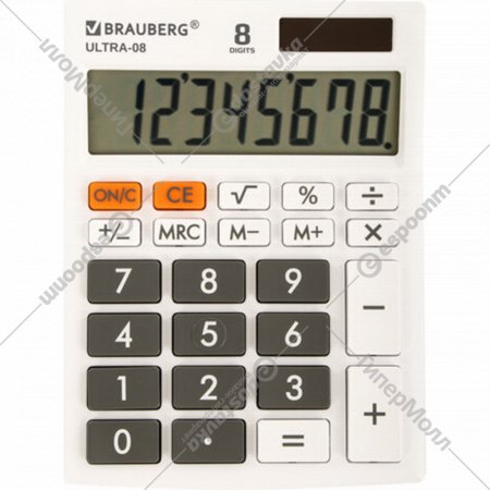 Калькулятор «Brauberg» Ultra-08-wt, 250512, белый