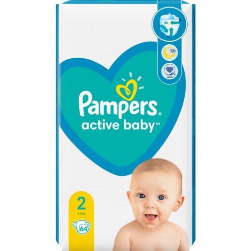 Подгузник «Pampers» Active Baby Размер 2, 4-8 кг, 64 шт