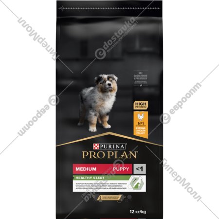 Корм для щенков «Pro Plan» Puppy Medium Healthy Start, курица, 12 кг