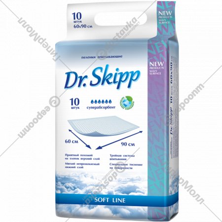 Пеленки гигиенические «Dr.Skipp» детские, 60х90 см, 10 шт