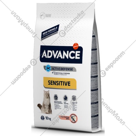 Корм для кошек «Advance» Sensitive, лосось, 10 кг