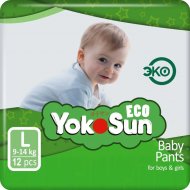 Подгузники-трусики детские «YokoSun» Eco, размер L, 9-14 кг, 12 шт