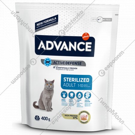 Корм для кошек «Advance» для стерилизованных кошек с индейкой, 400 г