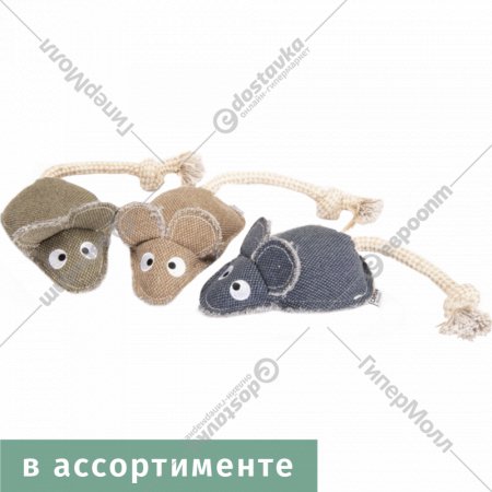 Игрушка для собак «Camon» Крыса с веревкой и пищалкой, AH510/O