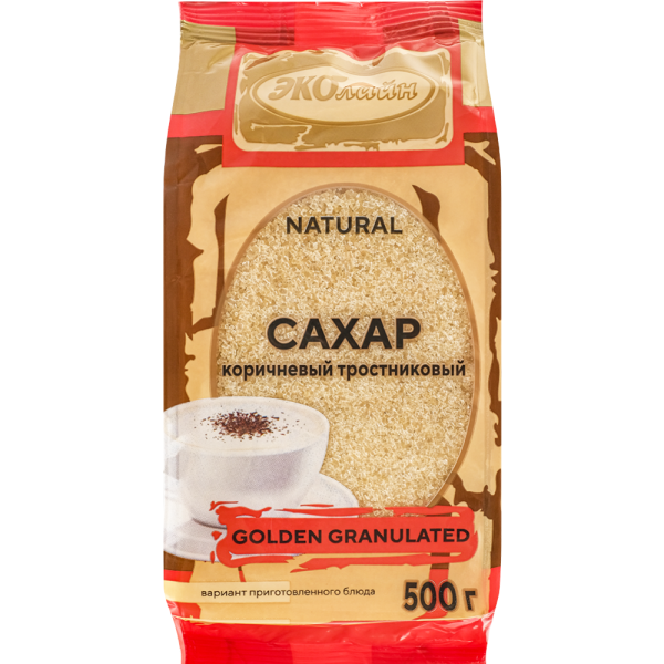 Сахар тростниковый «Ecoline» Golden granulated, коричневый, 500 г ...