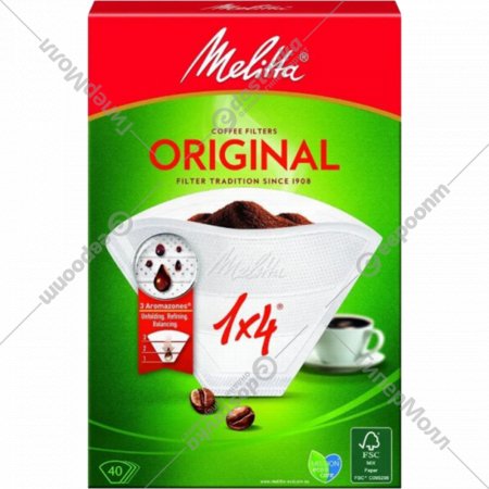 Фильтры для кофе «Melitta» 1X4/40, белый, 40 шт
