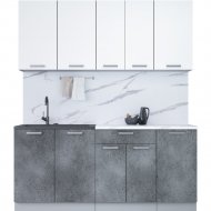 Готовая кухня «Интерлиния» Мила Лайт 1.8, белый платинум/бетон портленд/белый гранит