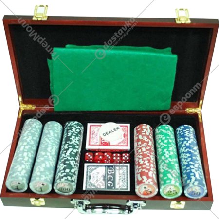 Набор для покера, 6643-B1, в чемодане, 300 фишек