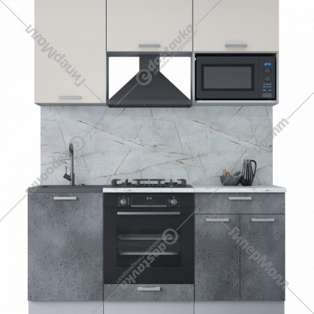 Готовая кухня «Интерлиния» Мила Лайт 1.7 ВТ, персидский жемчуг/бетон портленд/серый каспий